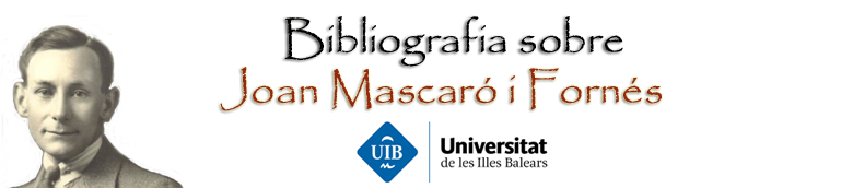 Bibliografia sobre Joan Mascaró i Fornés